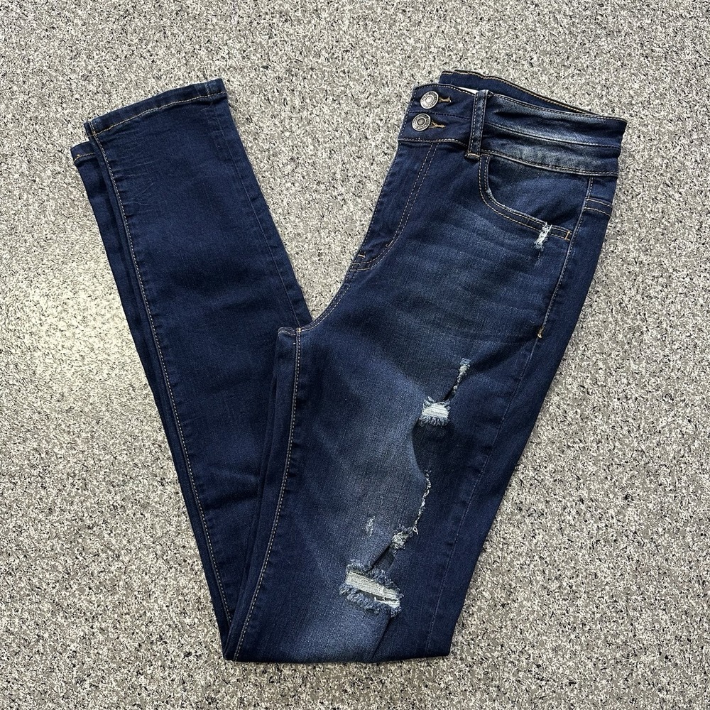 Vervet Jeans Womens 27x31 High Rise Skinny Jeggings Distressed Denim Dark Wash